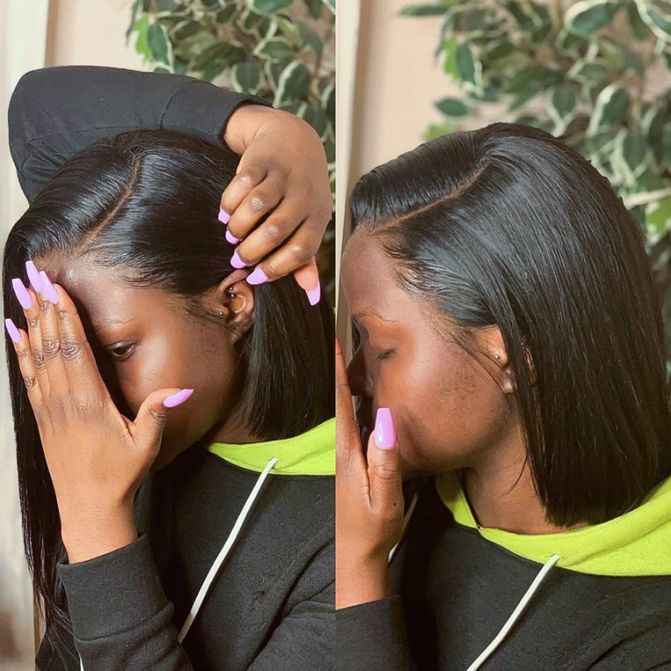 Парик с тупой огранкой бразильские 100% натуральные волосы прямые короткие для