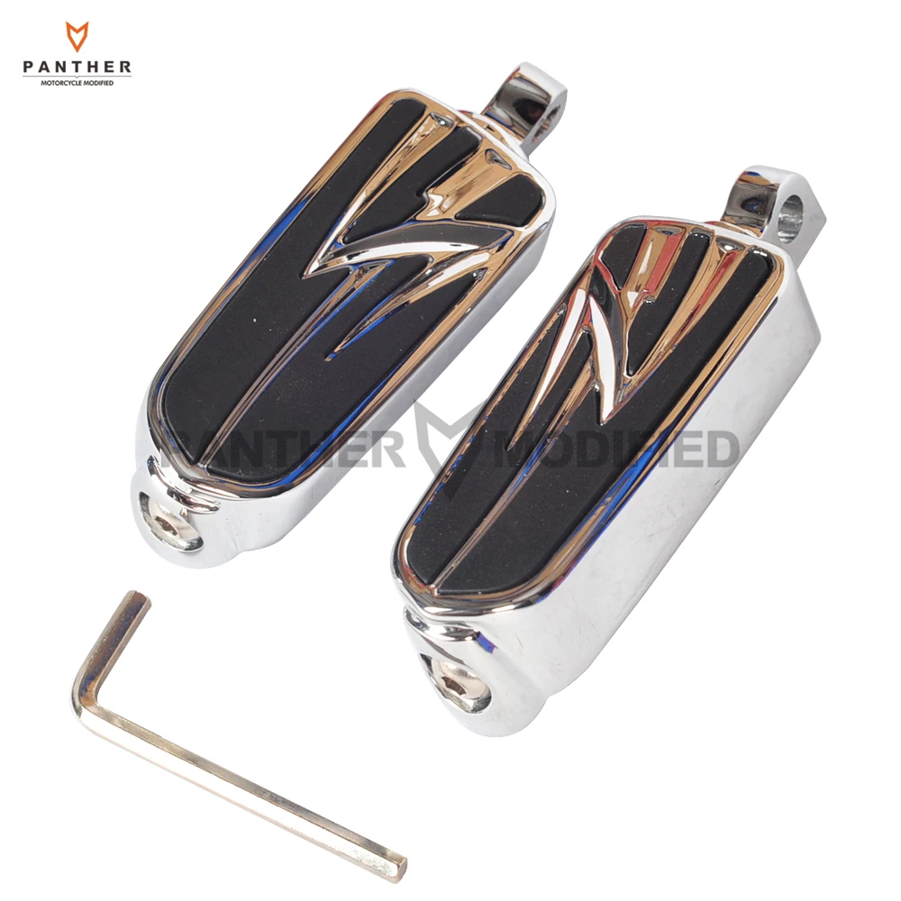 

Universal 10mm Chrome Motorcycle Foot Pegs Moto Foot Rest case for Harley Street Road Glide King Dyna