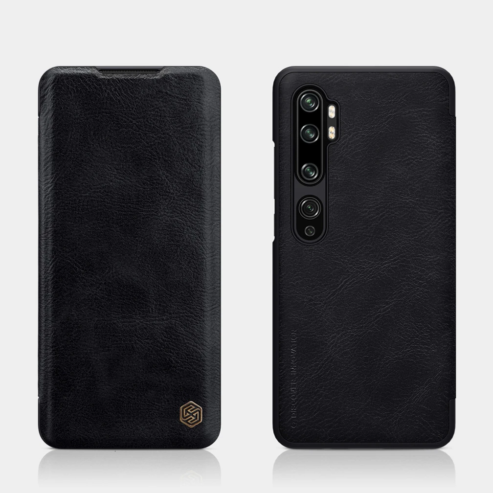 Black Для Xiaomi mi Note 10/Note 10 Pro чехол Nillkin QIN Серия роскошный кожаный защитный чехол флип-чехол s для mi CC9 Pro - Цвет: Black