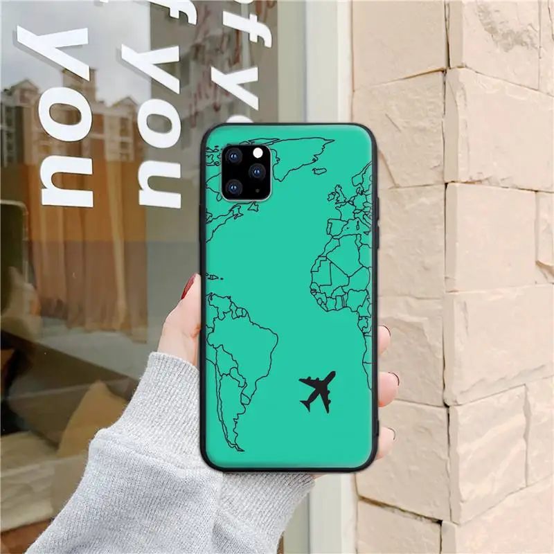 

World Map Travel Phone Case for iphone 6s 7 8 plus xr xs 11 12pro max mini Cover Fundas Coque