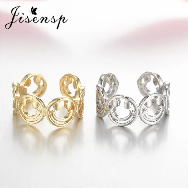 Jisensp модное кольцо со смайликом Корейский темперамент круг геометрический
