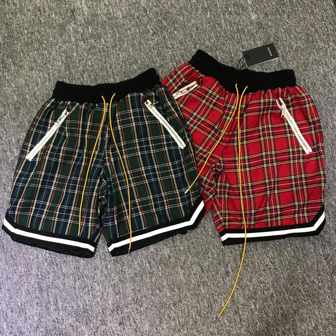 

Rhude Shorts Men Women Checked High Street Draw Rope Retro Loose-fitting Midpants Casual Fashion Summer Shorts