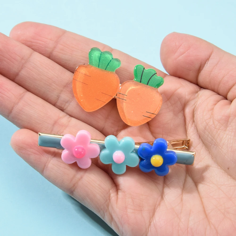 Корейские детские заколки для волос с фруктами и цветами девочек милые украшения