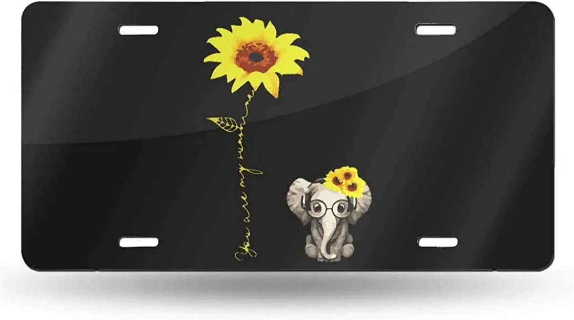 

You are My Sunshine Elephant Sunflowers License Plate,car Decor Personalise Tag,Novelty Car Front License Plate Metal Aluminum