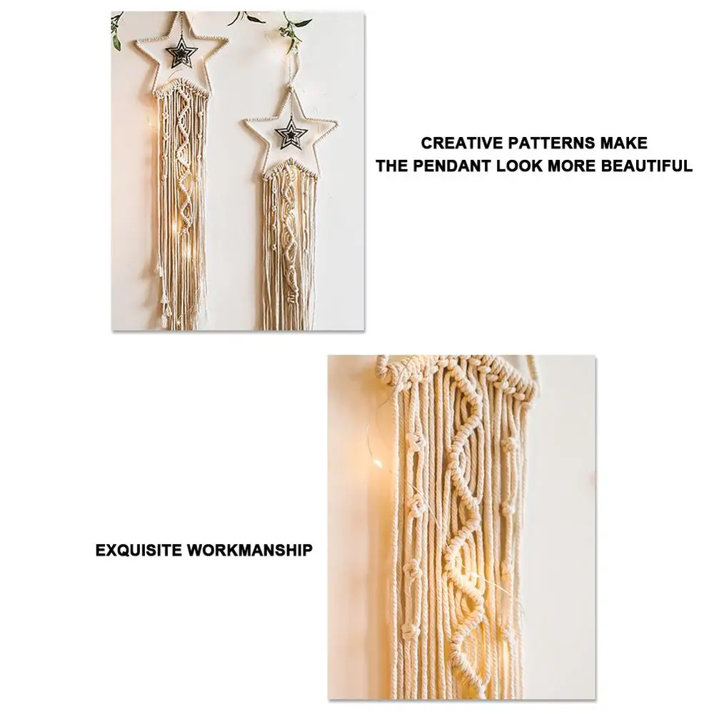 Богемный шикарный макраме настенный подвесной гобелен Луна Звезда Ловец снов на