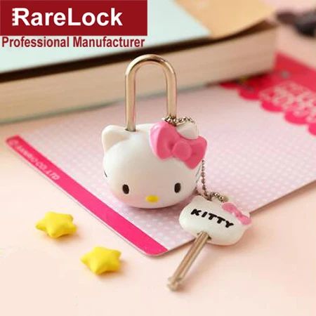 Kitty Rarelock мультяшный замок миниатюрный для детей дорожная сумка спортивный рюкзак сумочка ювелирный замок коробка DIY MMS573 hh - Цвет: Kitty