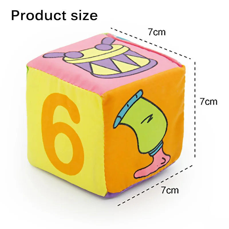 

6pcs/Set Cloth Cube Blocks Baby Rattle Toys Soft Cloth Building Block Early Learning Toys Educational Baby Toys 0-12 Months