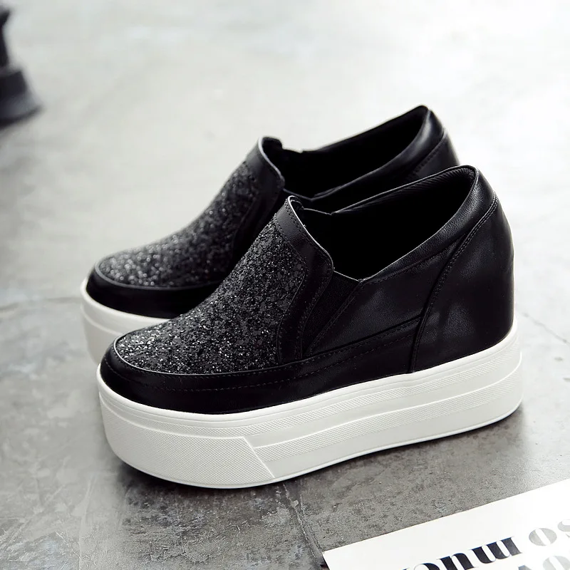 Женские высокие кроссовки на платформе Белые Повседневные Удобные туфли осень