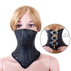БДСМ-ограничитель, фетиш, фетиш, унисекс, закрывающийся на воротник, Кожаная маска на половину лица, магазин секс-игрушек