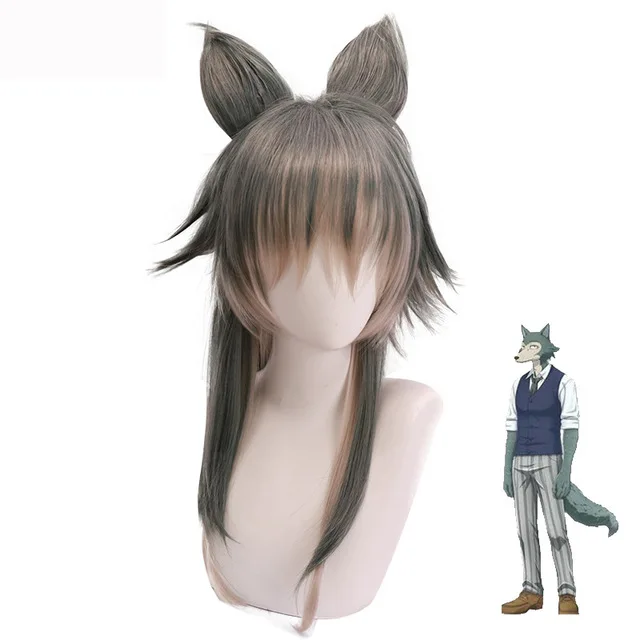 

Anime Beastars Cosplay Costumes Wig Mask Grey Wolf Legoshi Uniform Carnivore Legosi Cosplay Costume Cherryton Academy Blue Suit
