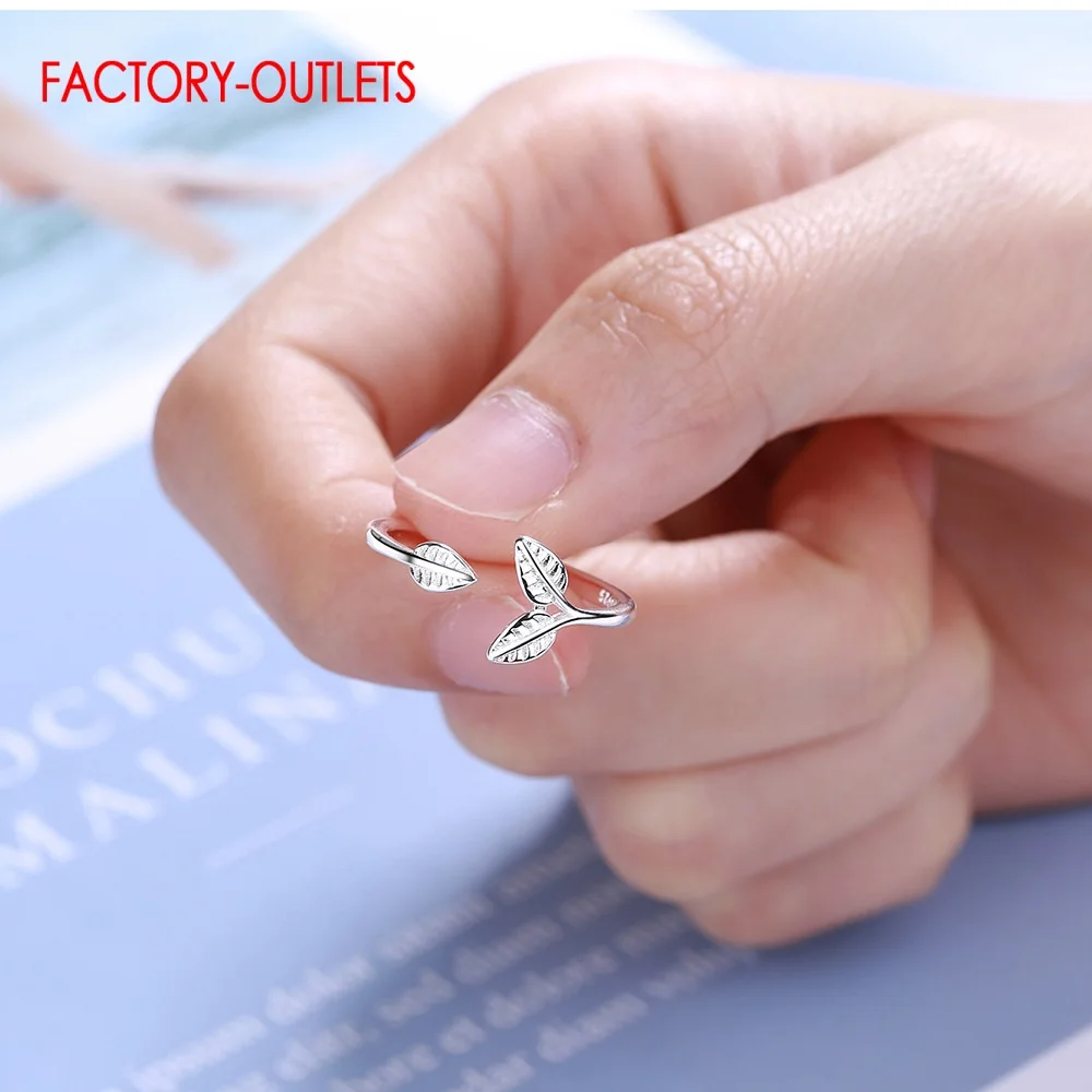 

Original 925 Sterling Silver Leaves Shape Opening Finger Rings For Women Dancing Birthday New Fashion Ring Silver Fine Jewelry