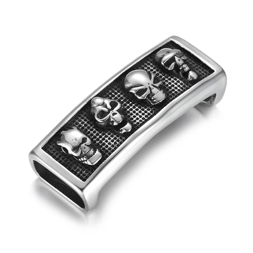 Skull 4 Шармы-слайды из нержавеющей стали прямоугольник Череп Панк узорчатый слайдер бисер Подходит 12*6 мм плоская Кожа DIY для мужчин ювелирные изделия - Цвет: Skull 4