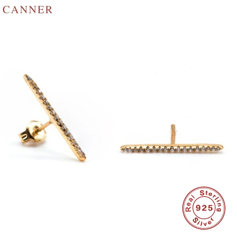 Женские серьги гвоздики с радужным цирконием CANNER кристаллами из фианита