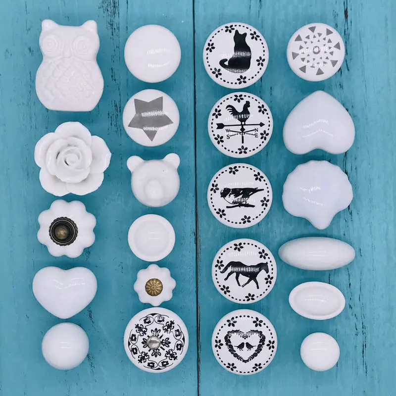 1x Белый Керамика рисунком из мультфильма с цветочным узором выглядят ручки и