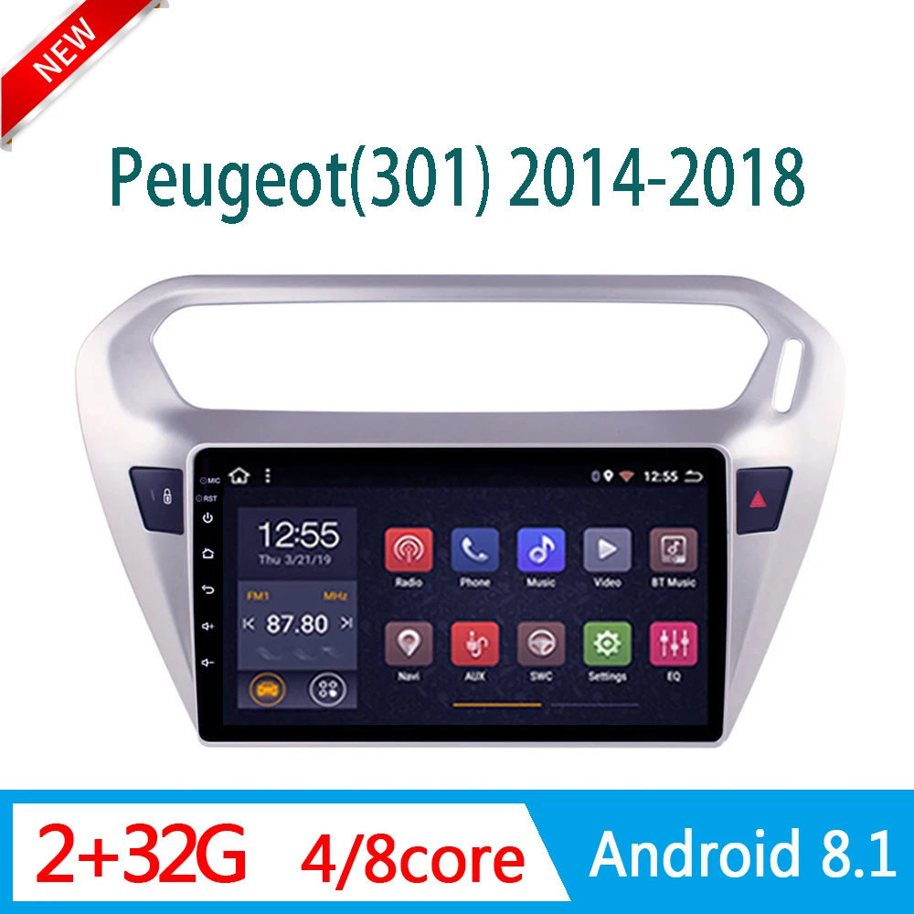 2GRAM Автомагнитола для Peugeot 301 2014 2018 Автомобильная Центральная мультимедийная