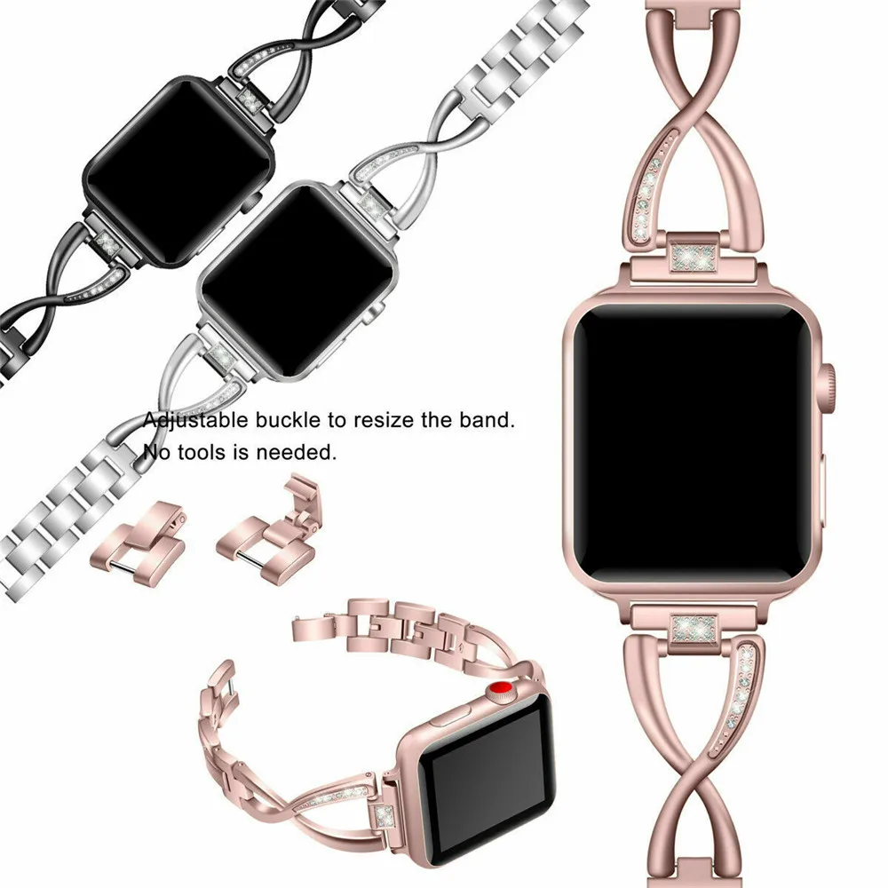 2020 модный ремешок из нержавеющей стали для iwatch браслет на петле стразы 38 42 40 44 мм