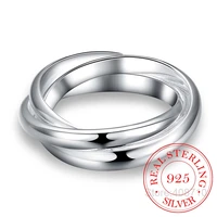 free shipping new beautiful fashion 925 sterling silver jewelry silver ring three circles anel de prata bijoux