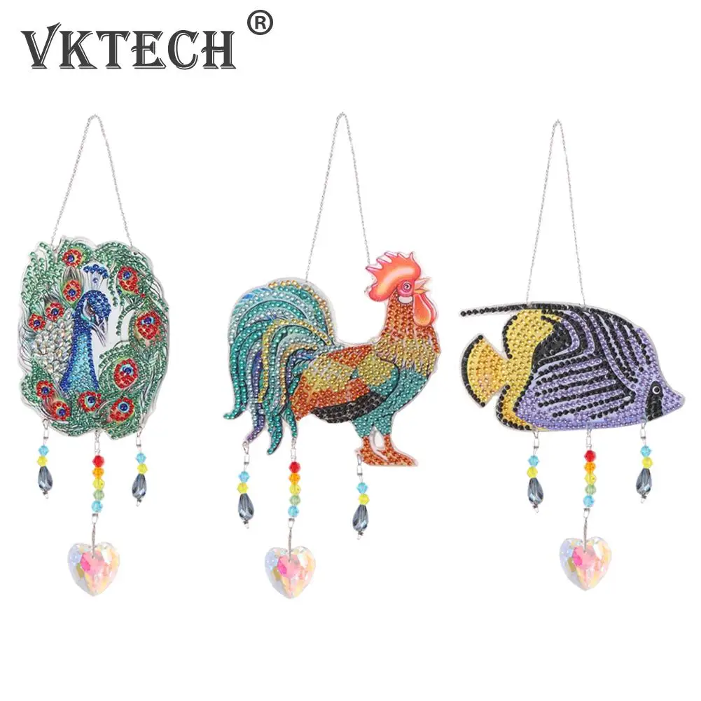 

Crystal Diamond Painting Kits Prisms Hanging Peafowl RoosterFish RainbowChaser Lighting Accessories for Window Curtains Pendant