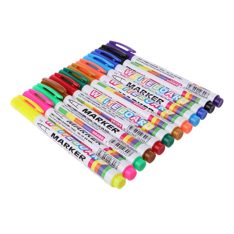 

12 Colors Whiteboard Marker Non Toxic Mark Sign Fine Nib Set Supply
