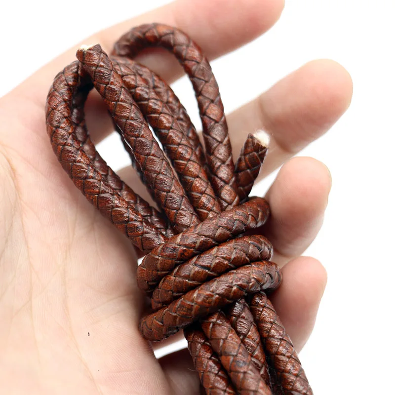 1meter/lot 3mm 4mm 5mm Vintage Round Braided Genuine Leather Cord Cords String Rope Bracelet Jewelry Making Findings | Украшения и