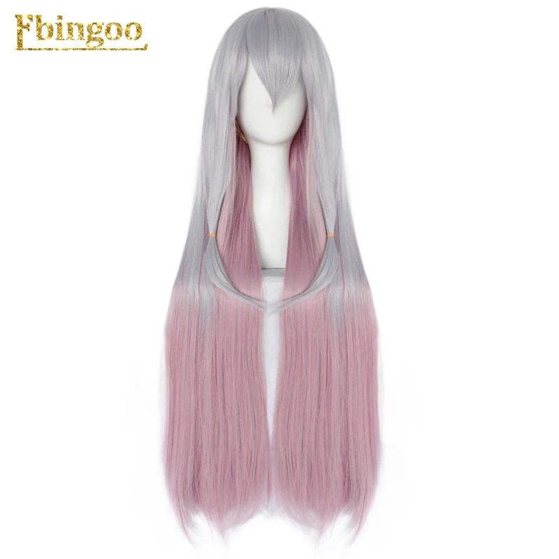 Ebingoo Hair cap+ No Game No Life Shiro натуральный длинный прямой 2 тона синий фиолетовый микс Синтетический Косплей парик для Хэллоуина