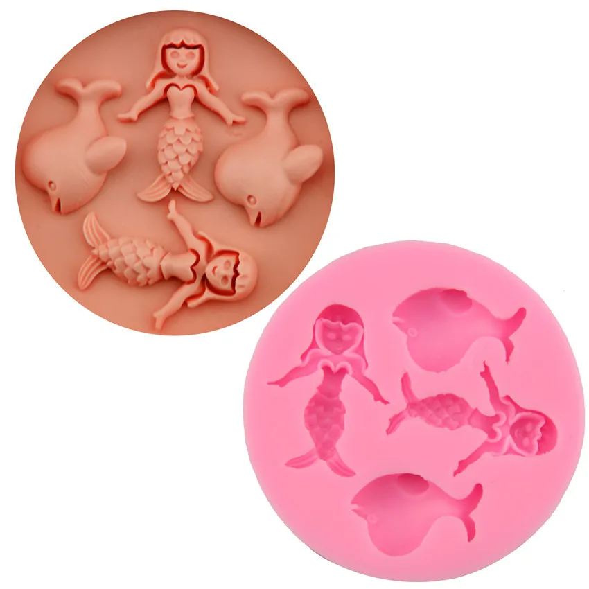 

Mermaid whale silicone cake mold DIY turned sugar chocolate decorative baking tool gypsum drop gum soap mold