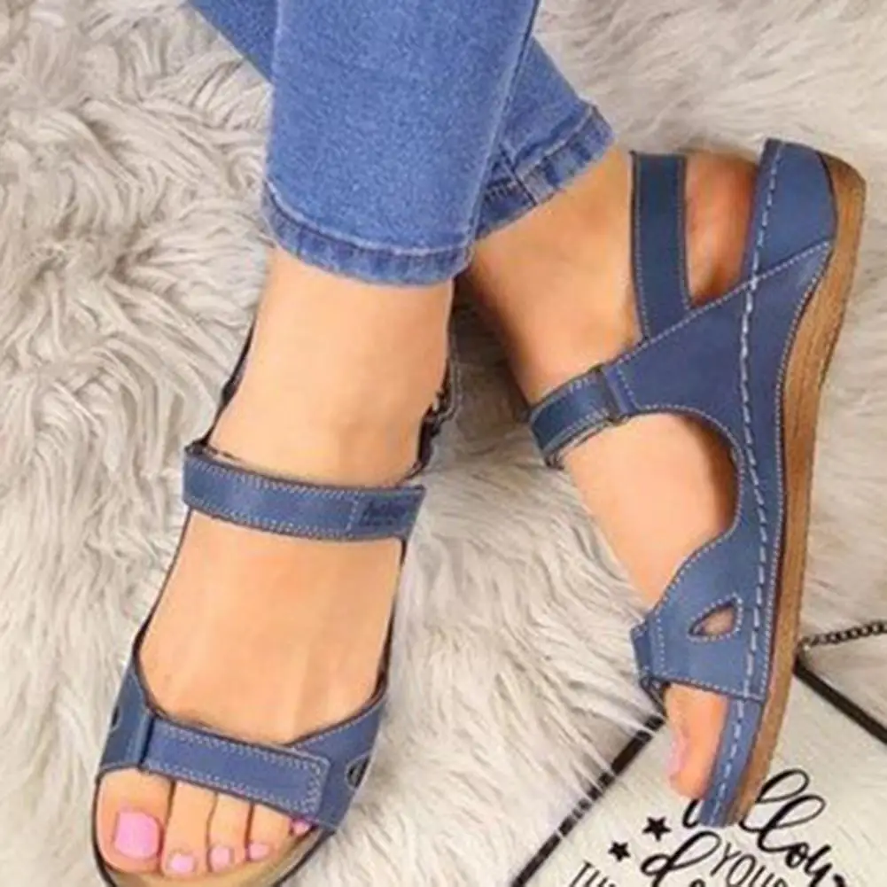 2020 Hot Women Sandals Flat Open Toe Leather Sandals Casual 
