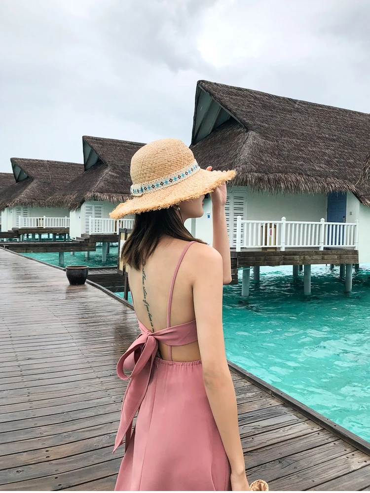 

Beach Skirt, Lady, Seaside Holiday Skirt, Slim, Covered with Flesh, Open Back Long Skirt,