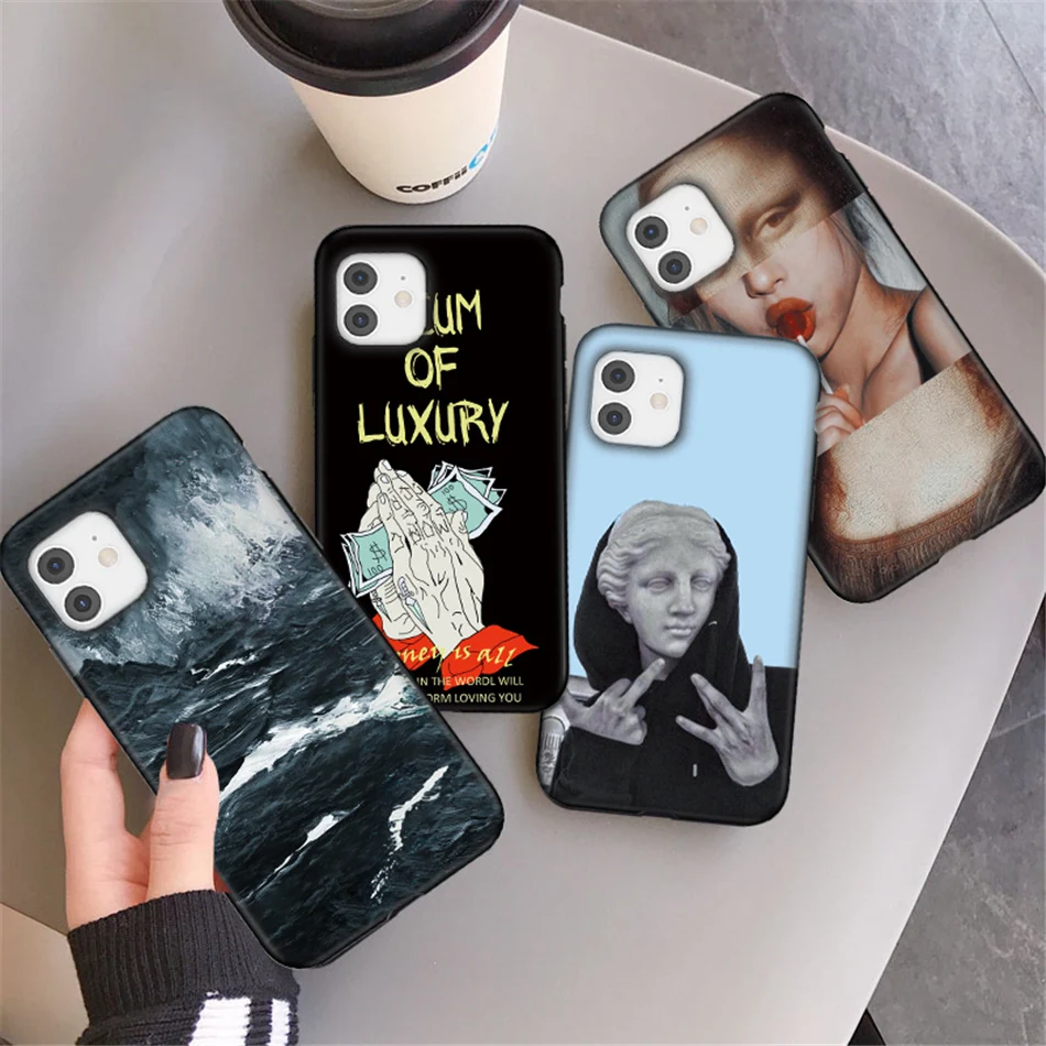 

Funny Cartoon Painting Phone Case For iPhone 12 Pro 7 8 Plus 13 11 Pro Max 13 12 Mini XS Max X XR SE 2020 Fashion Graffiti Cover