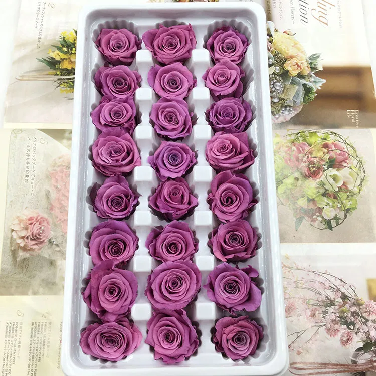 pale pinkish purple 1 коробка высокое качество "Законсервированные" Цветы бессмертный «Розочка» для детей от 2-3 см в диаметре, подарок на день матери, вечная жизнь цветок Материал подарочная коробка - Цвет: pale pinkish purple