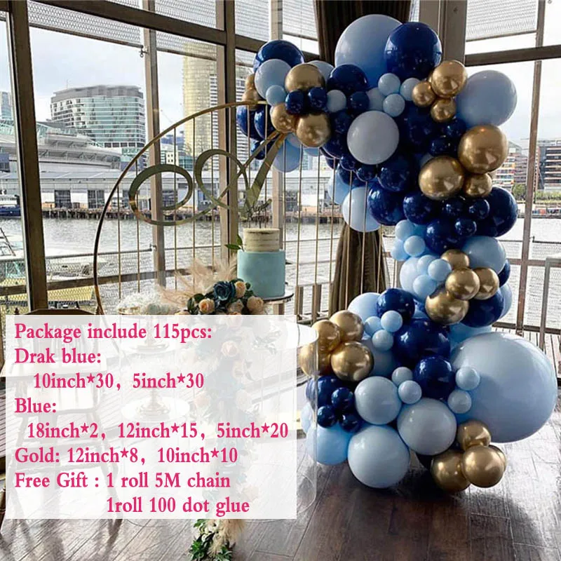 blue set 115 шт Большой Макарон синий шар гирлянда арочный комплект ночной синий золотой ребенок 1-й День Рождения Декоративные Шары поставки 30 - Цвет: blue set