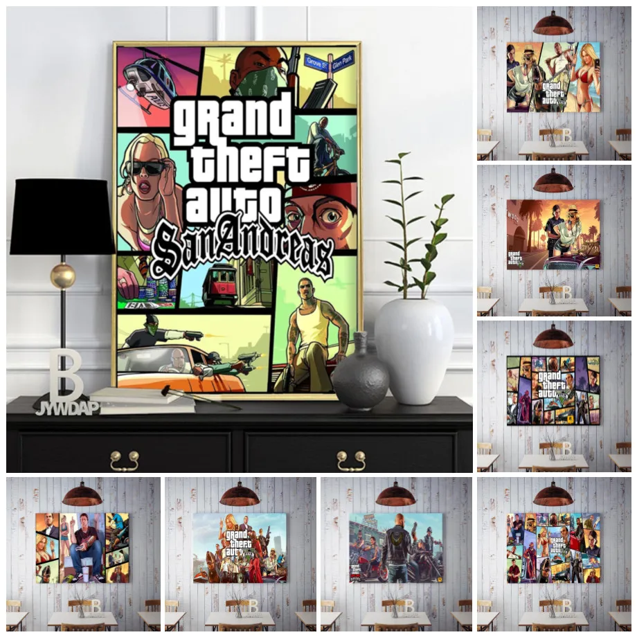 Винтажная Картина на холсте GTA 5 Сан Андреас вице город постер с художественным