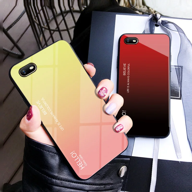 Чехол для OPPO Realme C2 A1K чехол с градиентом закаленное стекло мягкая силиконовая