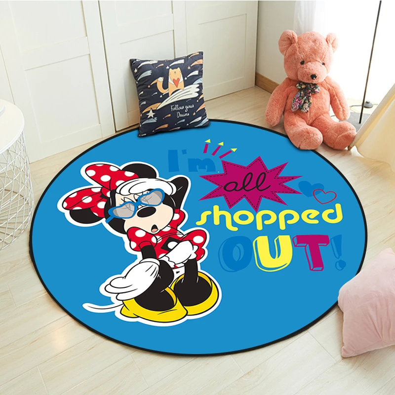 Disney Mickey Play Mat 100X100cm Round Kids Rug Crawling Minnie Mouse Game Mat Bedroom Decor Rug Indoor Welcome Soft