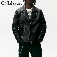 2021 new motorcycle leather jacket fashion za mens designer punk wind oblique zipper design men bomber pu jackets coat