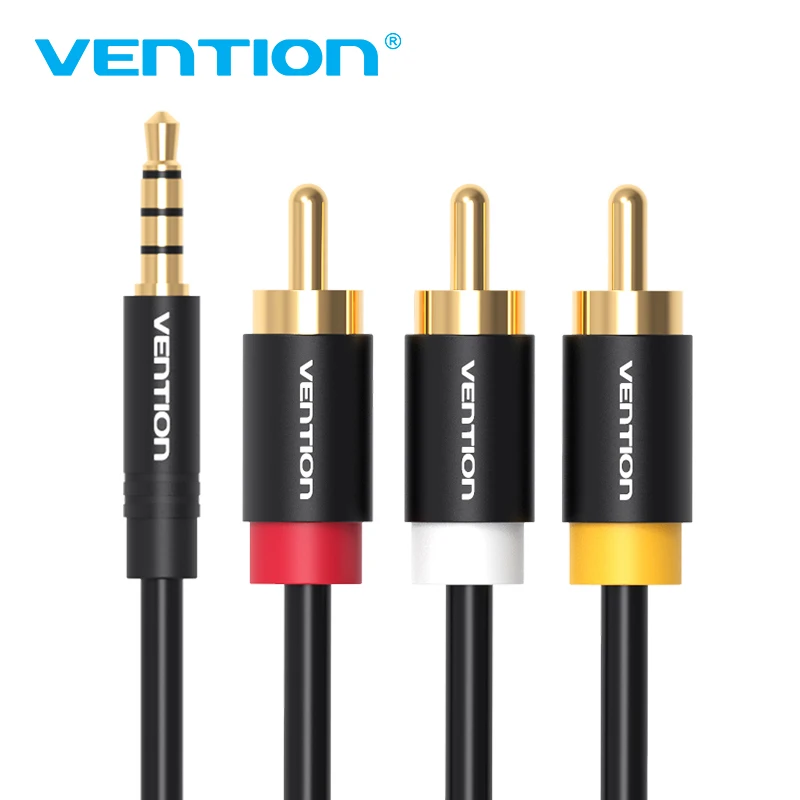 

Vention 3.5mm/2.5mm Jack to 3RCA Cable 1.5m 2m Jack 3.5mm to AV Converter Cable Metal Shell for Stereo VCD DVD Computer