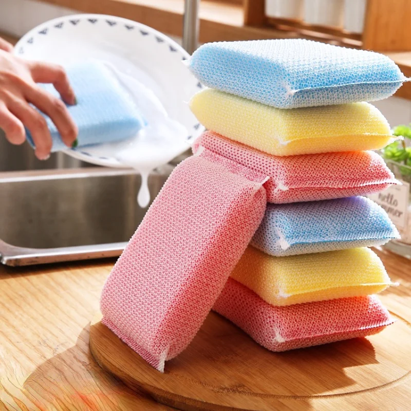 

Sponge block kitchen non-stick oil brush pot artifact household dish cloth double-sided cleaning cotton magic wipe Scouring pad