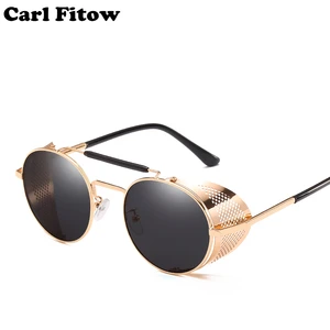 Солнцезащитные очки унисекс, круглые, дизайнерские, в стиле ретро, стимпанк, металлические щитки, UV400, 2021