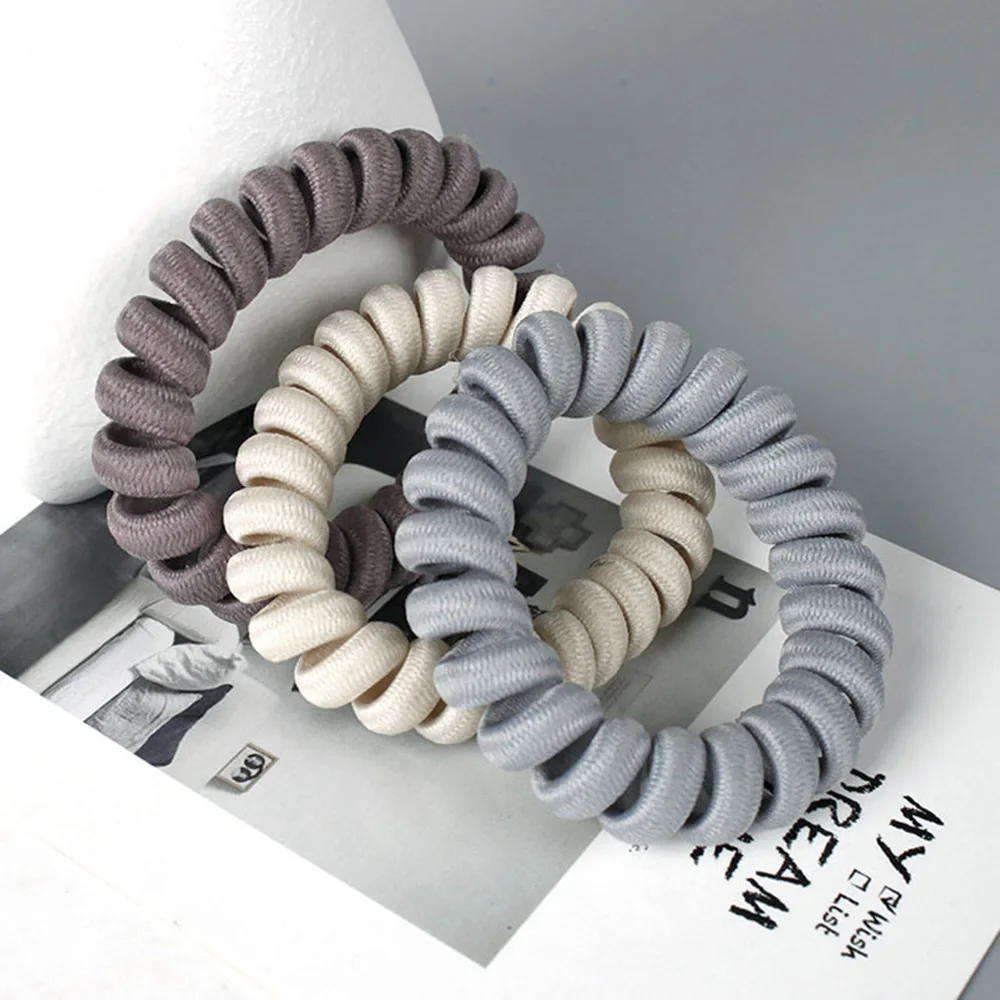 

New 7 colors Elasticity Telephone Coil Hairbands Women Spiral Hair Ties Girls Hair Rings Rope Telephone Wire Hair Accessories