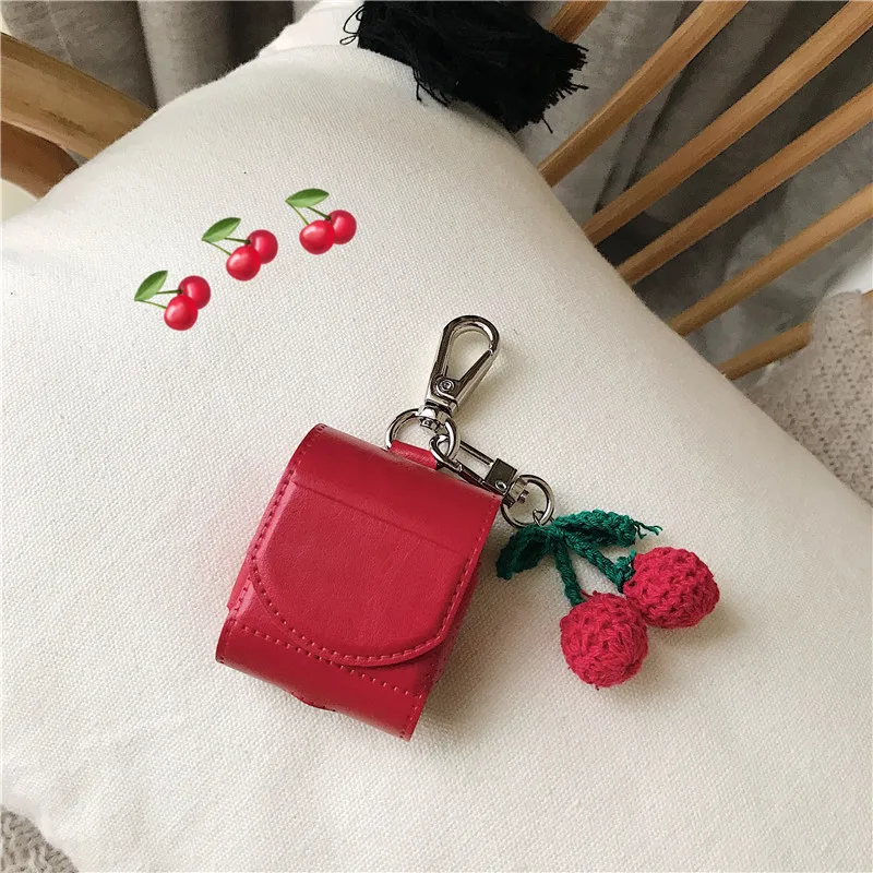 

For AirPod 1 2 Case Cherry Fruit Earphone Pouch Soft Leather Cases For Apple Airpods Case Cover Funda