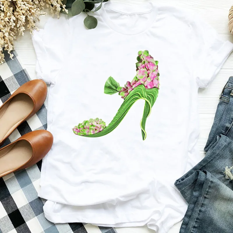 

Women Lady Floral Flower Short Sleeve Camisas Mujer Print Ladies T Tee Womens Shirt Clothes Tshirt Female Top Graphic T-shirt
