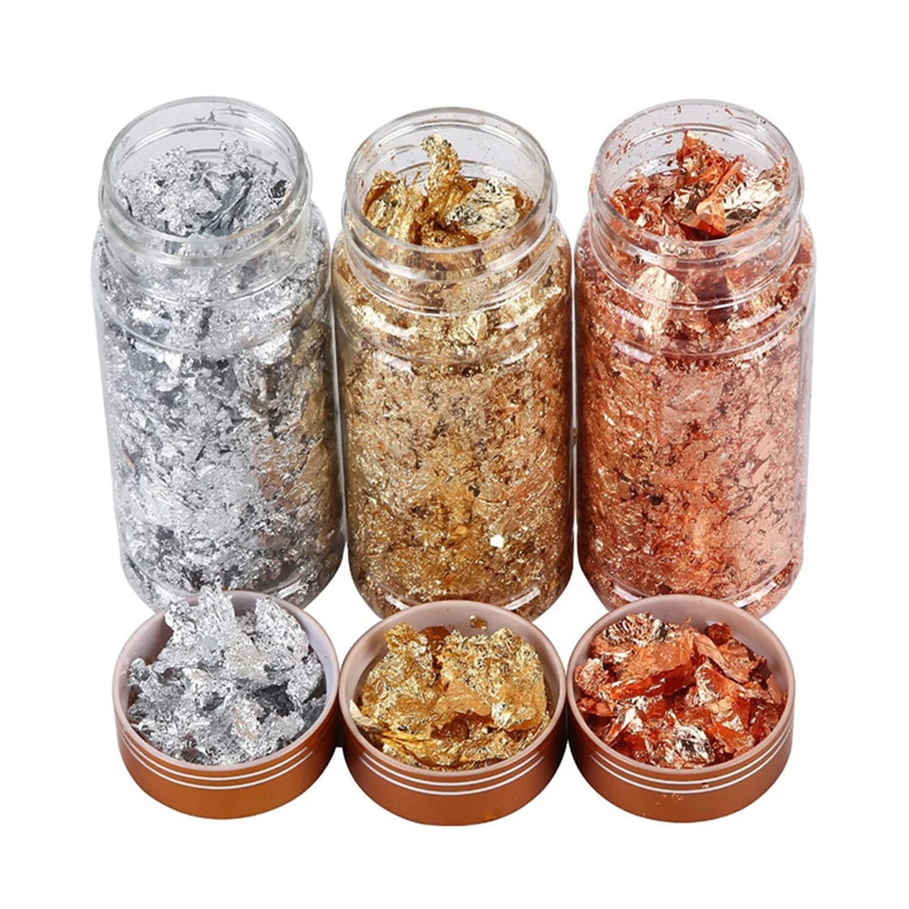 

Imitation Gold Sliver Copper Foil Sequins Glitters Craft Leaf Flake Sheets Bulk Paper For Gilding DIY Nail Art Jewelry Decor