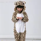 Пижамный комплект унисекс с леопардовым медведем для взрослых мальчиков и девочек, Фланелевая пижама с капюшоном и мультяшными животными, теплая Домашняя одежда, домашняя одежда