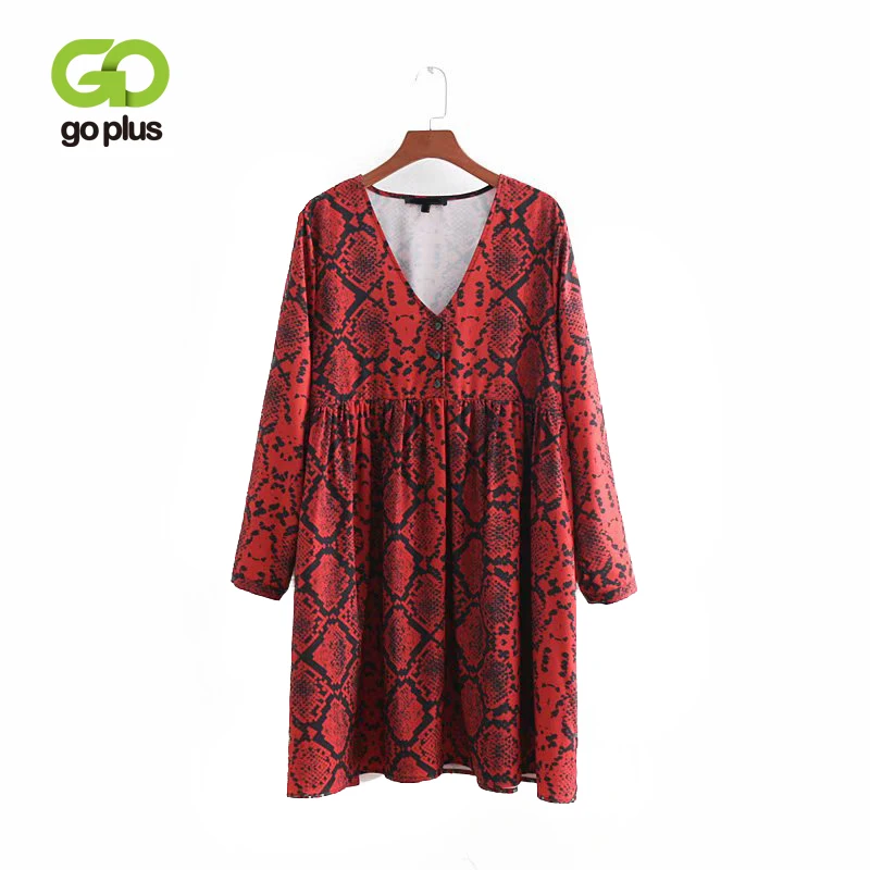 GOPLUS с длинным рукавом со змеиным рисунком платье принтом женские платья звериным