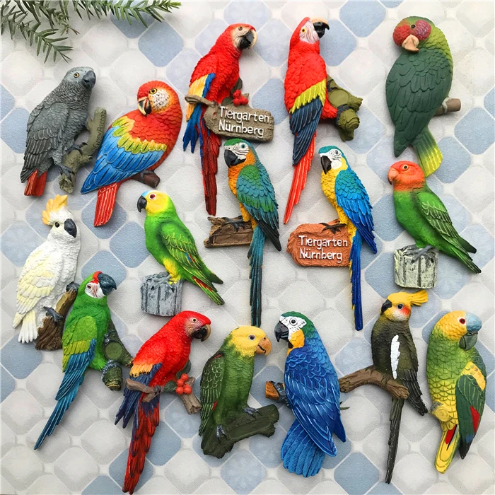 

Creative Magnet Fridge Magnet Animal Bird Parrot Fridge Magnet Resin Decorative Magnet Magnetic Buckle Message Sticker