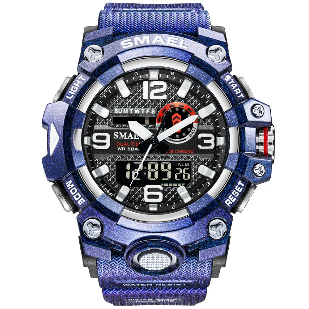 

2021 New SMAEL Watch Men Blue Big Dial Sport Watches Waterproof Led Digital Analog Quartz Wristwatches Young Men Reloj Hombre