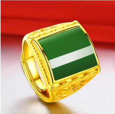 Женское кольцо из обсидиана с натуральным нефритом 24 К золотое покрытие не