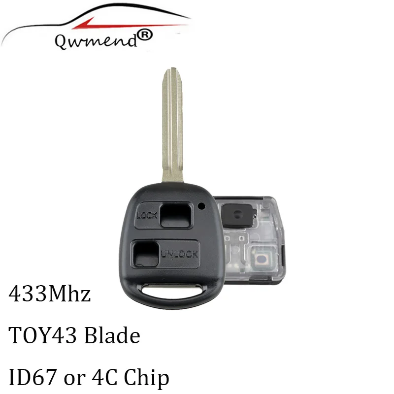 2 кнопки 433 МГц Автомобильный Дистанционный ключ для Toyota RAV4 Prado Tarago Kluger Avensis 2003-2010