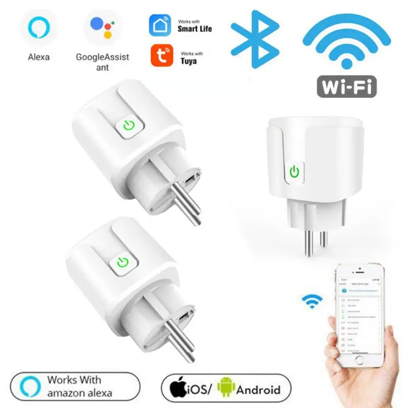

AUBESS WiFi EU Smart Plug Adapter Wireless Remote Voice Control -compatible Timing 20A Socket For Google Home Alexa