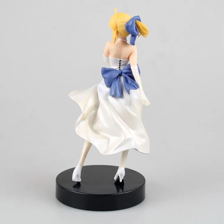 

21cm Fate Stay Night Unlimited Blade Works UBW Girl Dancing Saber White Dress Ver. PVC Anime Action Figure Model Collection Toys